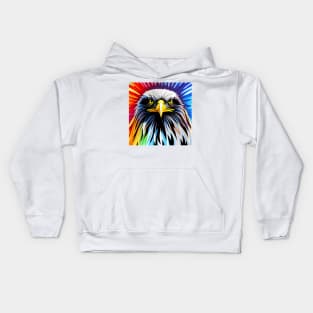 Bald Eagle Rainbow Design Kids Hoodie